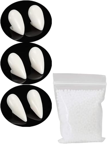 Vampirzähne, 3 Paar Vampirzähne mit Selbstklebenden Halloween-Cosplay-Requisiten, Weiße Horror-Gebisse Vampir Kostüm Accessoires, Partygeschenke Maskeraden-Zubehör Geschenk Vampirzähne, 3 Paar Vampirzähne mit Selbstklebenden Halloween-Cosplay-Requisiten, Weiße Horror-Gebisse Vampir Kostüm Accessoires, Partygeschenke Maskeraden-Zubehör Geschenk von Mupkvy