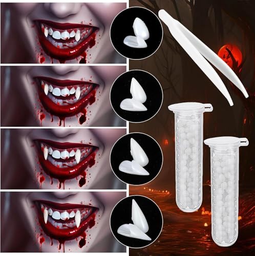 Vampirzähne, 4 Paar Realistische Vampirzähne für Erwachsene Cosplay, Werwolf-Make-up, Vampirkostüm-Zubehör, Halloween Falsche Zähne, Cosplay Vampirkostüm für Damen und Herren Vampirzähne, 4 Paar Realistische Vampirzähne für Erwachsene Cosplay, Werwolf-Make-up, Vampirkostüm-Zubehör, Halloween Falsche Zähne, Cosplay Vampirkostüm für Damen und Herren von Mupkvy