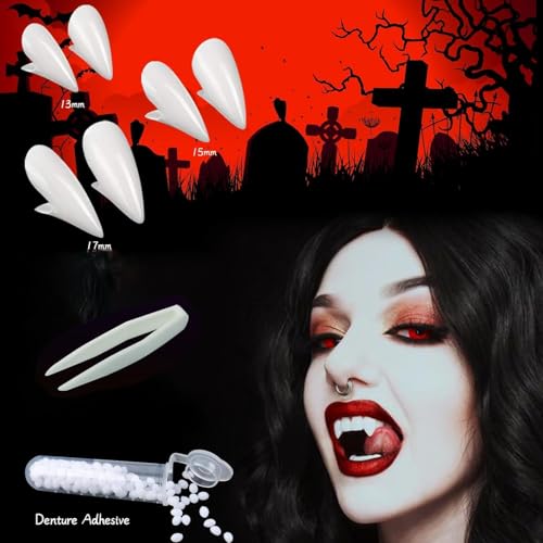 Vampirzähne, Halloween Reißzähne, 3 Größen Realistische Vampir Zähne, Zahnersatz, Dekoration Kostüm-Requisiten, Verkleidungszubehör für Cosplay, Halloween-Party-Requisite Vampirzähne, Halloween Reißzähne, 3 Größen Realistische Vampir Zähne, Zahnersatz, Dekoration Kostüm-Requisiten, Verkleidungszubehör für Cosplay, Halloween-Party-Requisite von Mupkvy