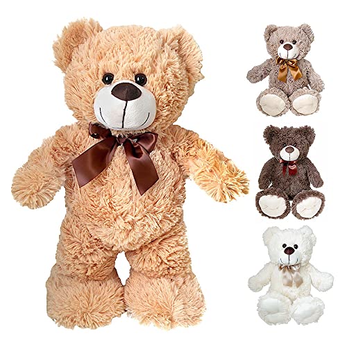 Murago - Plüsch Bär mit Schleife ca. 50cm Beige - Teddybär Plüschtier Kuscheltier Stofftier mittelgroß Baby Kinder Geschenk weich Dekoration Kinderzimmer von Murago