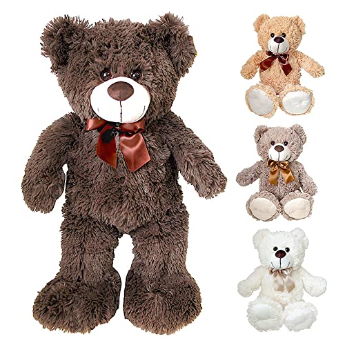 Murago - Plüsch Bär mit Schleife ca. 50cm Dunkelbraun - Teddybär Plüschtier Kuscheltier Stofftier mittelgroß Baby Kinder Geschenk weich Dekoration Kinderzimmer von Murago