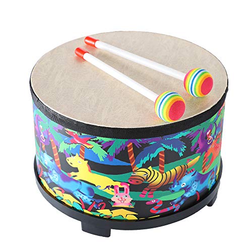 Floor Tom Trommel für Kinder 25,4 cm Percussion Montessori Percussion Instrument Musiktrommel mit 2 Schlägeln für Baby Kinder Besonderes Weihnachten Geburtstag Geschenk (10inch Forest) von Musfunny