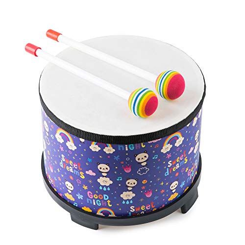 Floor Tom Trommel für Kinder 25,4 cm Percussion Montessori Percussion Instrument Musiktrommel mit 2 Schlägeln für Baby Kinder Besonderes Weihnachten Geburtstag Geschenk (8inch Purple) von Musfunny