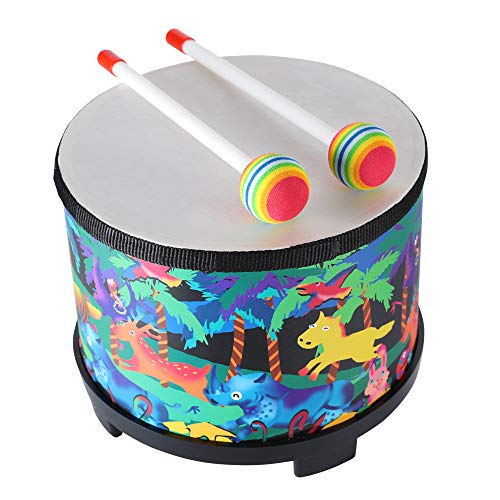 Floor Tom Trommel für Kinder 25,4 cm Percussion Montessori Percussion Instrument Musiktrommel mit 2 Schlägeln für Baby Kinder Besonderes Weihnachten Geburtstag Geschenk (8inch Forest) von Musfunny