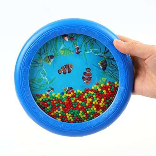 Ocean Drum Wave Perle Trommel sanfter Meeressound Musik Geschenk musikalisches pädagogisches Werkzeug für Kinder Kind Baby (Blau) von Musfunny