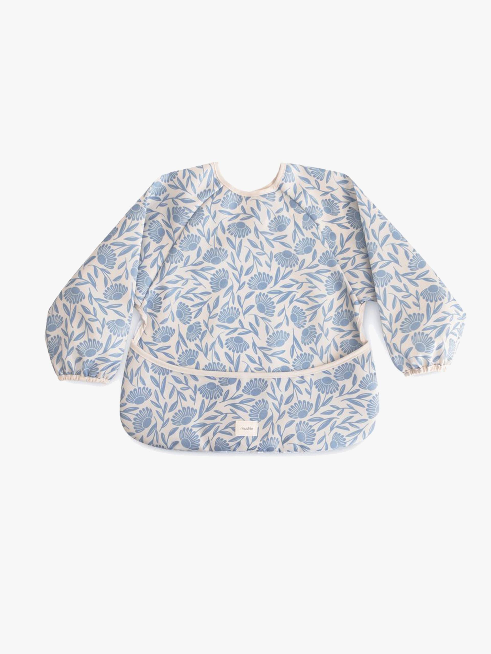 Mushie Langärmliges Lätzchen, Blue Flowers von Mushie