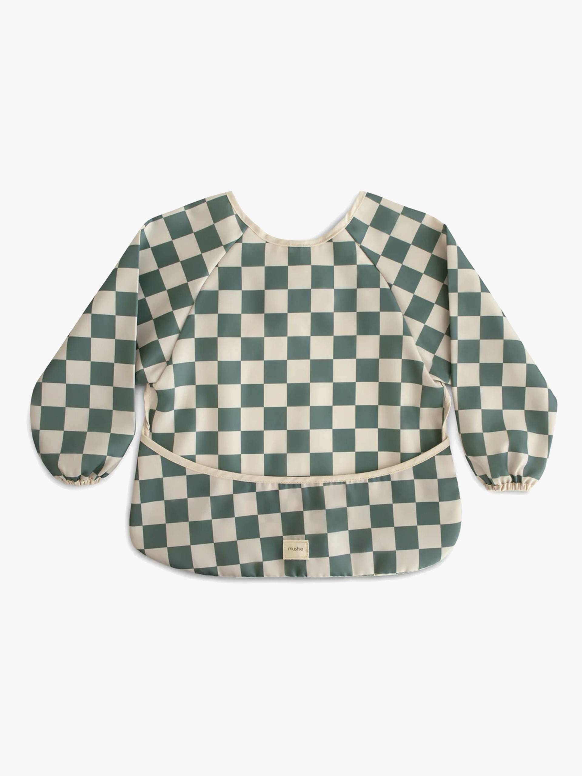 Mushie Langärmliges Lätzchen, Olive Check von Mushie