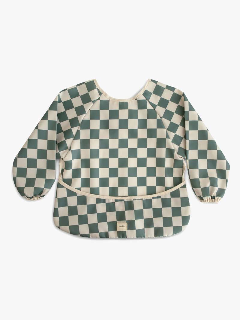 Mushie Langärmliges Lätzchen, Olive Check Mushie Langärmliges Lätzchen, Olive Check von Mushie