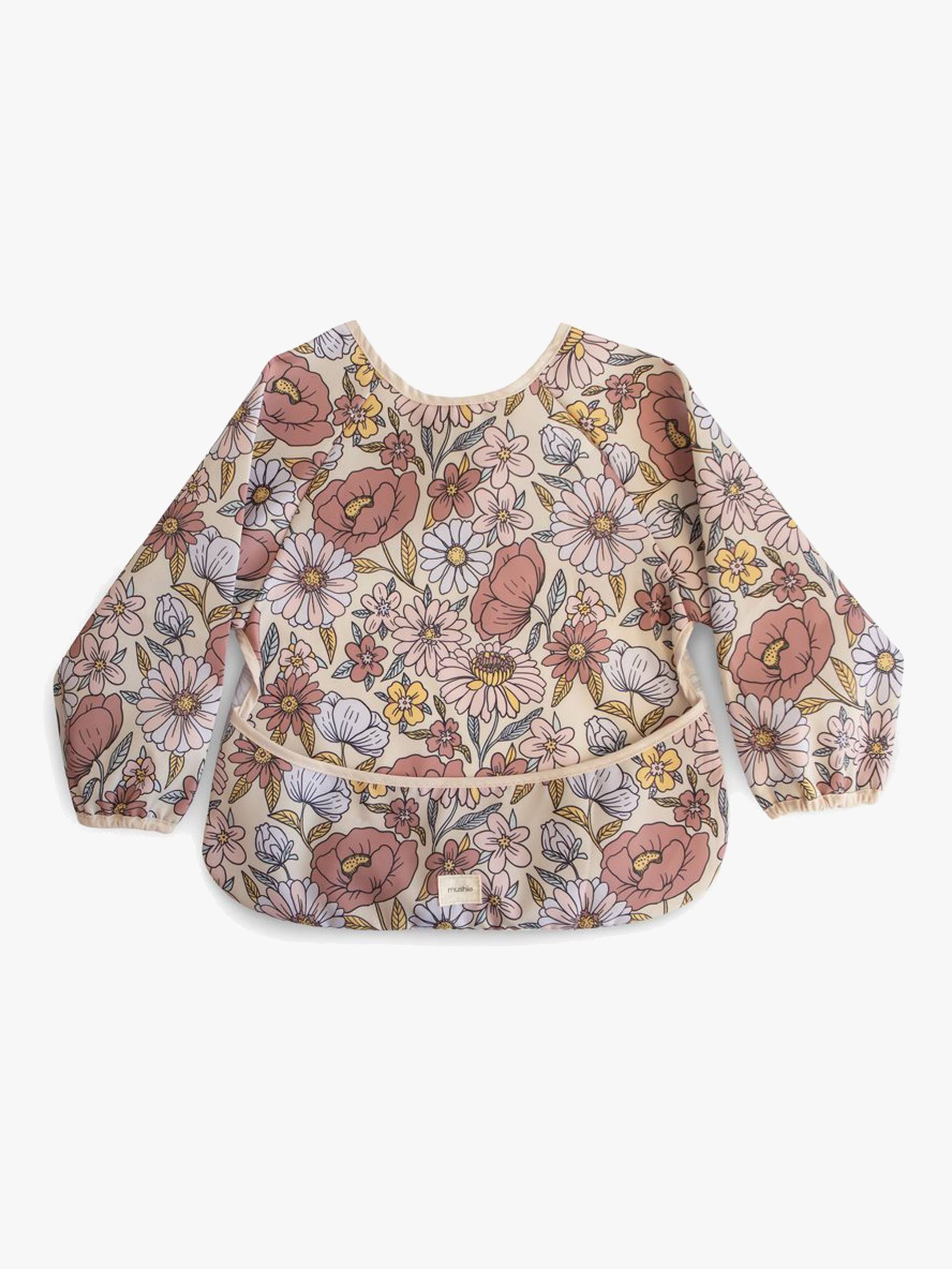 Mushie Langärmliges Lätzchen, Retro Flowers von Mushie