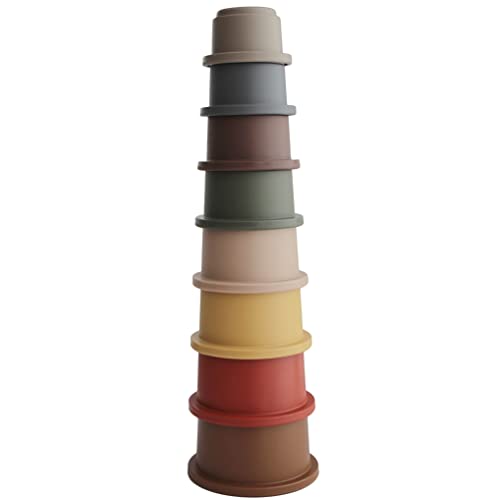 mushie Stapelbecher Spielzeug | Stapelturm mit 8 bechers | Für Babys und Kinder | Hergestellt in Dänemark | BPA FREI (Retro) von mushie