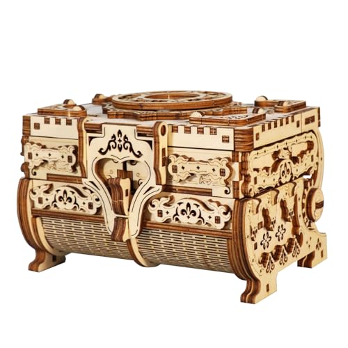 3D Holzpuzzle Box Schmuck Aufbewahrungsbox Holz Modellbauset Selbstmontage Mechanikbau Bastelset für 14+ Teenager Erwachsene als Geburtstagsgeschenk oder Heimdekoration 135Stück von Music Park