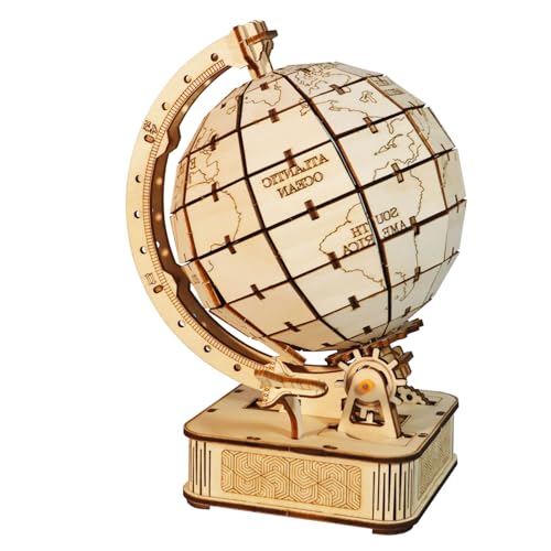 MUSIC PARK 3D Holzpuzzle Globus Bausatz für Erwachsene Bastelspaß Deko fürs Schlafzimmer Geschenke für Männer von Music Park