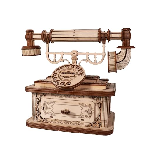 Music Park 3D Holz Puzzle Retro Telefon Erwachsene DIY Bausatz für Erwachsene Vintage Dekoration Geschenk, Holzmodell zum Selbstbauen von Music Park