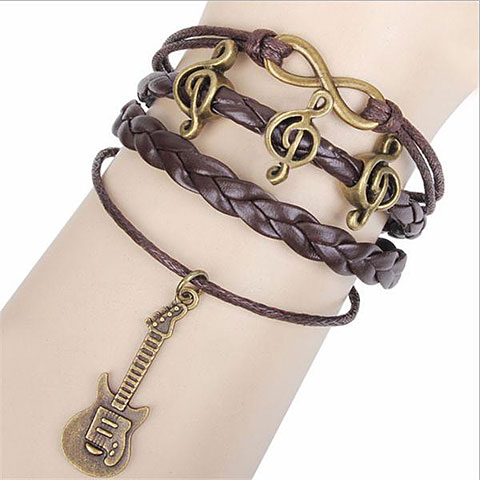 Musikboutique Kübler Bracelet - Treble Clef & Guitar, brown Wristband Musikboutique Kübler Bracelet - Treble Clef & Guitar, brown Wristband von Musikboutique Kübler