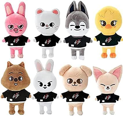Musolaree Skzoo Plüsch Stray Kids Puppe Plüsch Spielzeug Tier Plüsch Cartoon Niedlich Wolf Chan Leebit DWAEKKI Jiniret Han Quokka BbokAri PuppyM Foxl.NY Deko Geschenk für Fans (8 Stück), 21 cm von GAOZYUE