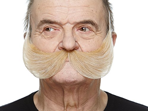 Mustaches Selbstklebender Fisherman's Gefälschter Schnurrbart, Neuheit, Falsche Gesichtsbehaarung, Kostümzubehör für Erwachsene, Blond Farbe von Mustaches