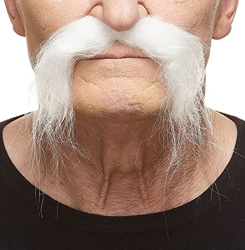 Mustaches Selbstklebender Fu Manchu Gefälschter Schnurrbart, Neuheit, Realistische Falsche Gesichtsbehaarung, Kostümzubehör für Erwachsene, Weiß Farbe Mustaches Selbstklebender Fu Manchu Gefälschter Schnurrbart, Neuheit, Realistische Falsche Gesichtsbehaarung, Kostümzubehör für Erwachsene, Weiß Farbe von Mustaches