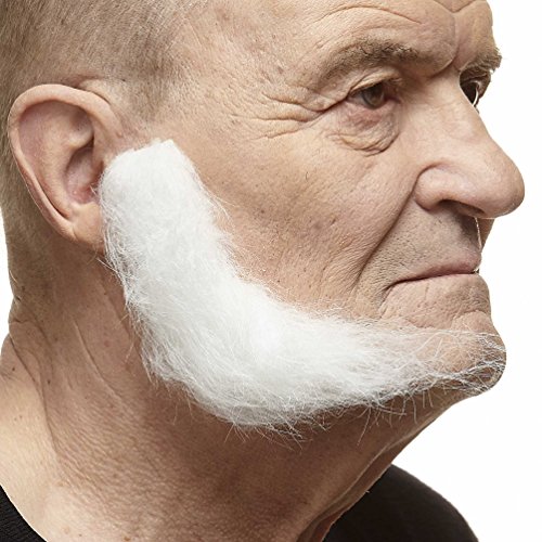 Selbstklebender L Shaped Sideburns Gefälschte Hammelkoteletts, Neuheit, Falsche Gesichtsbehaarung, Kostümzubehör für Erwachsene, Weiß Farbe von Mustaches