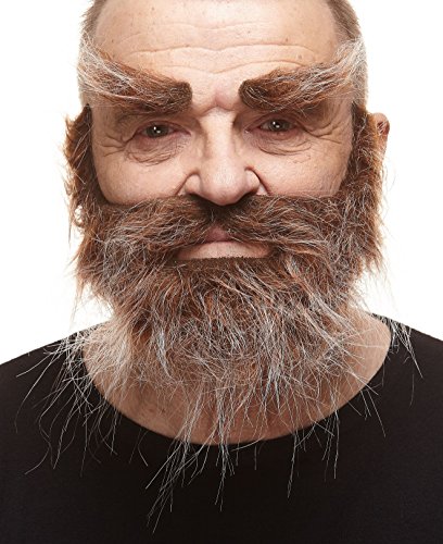 Mustaches Selbstklebender Traper Gefälschter Schnurrbart, Bart und Augenbrauen, Neuheit, Realistische Falsche Gesichtsbehaarung, Kostümzubehör für Erwachsene, Braun mit Grau Farbe Mustaches Selbstklebender Traper Gefälschter Schnurrbart, Bart und Augenbrauen, Neuheit, Realistische Falsche Gesichtsbehaarung, Kostümzubehör für Erwachsene, Braun mit Grau Farbe von Mustaches