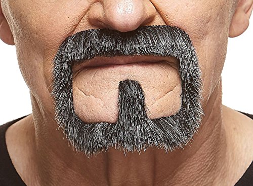 Mustaches Selbstklebender Van Dyke Gefälschter Bart Spitzbart, Neuheit, Falsche Gesichtsbehaarung, Kostümzubehör für Erwachsene, Schwarzweißer Farbe von Mustaches