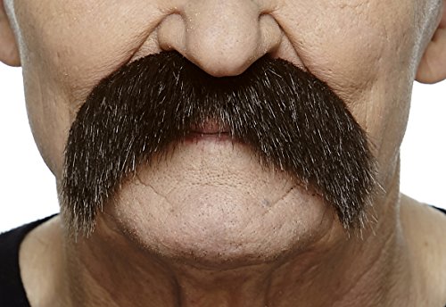Mustaches Selbstklebender Walrus Gefälschter Schnurrbart, Neuheit, Falsche Gesichtsbehaarung, Kostümzubehör für Erwachsene, Braun Farbe von Mustaches