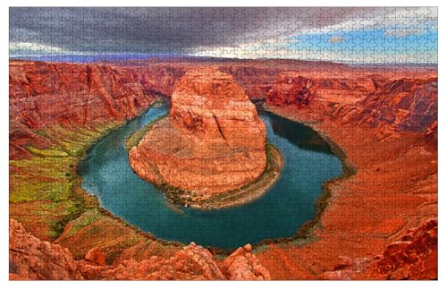 Berühmte Hufeisenbiegung des Colorado-Flusses im Norden Arizonas, Holzpuzzles für Erwachsene, 1000 Teile, 76,2 x 50,8 cm Berühmte Hufeisenbiegung des Colorado-Flusses im Norden Arizonas, Holzpuzzles für Erwachsene, 1000 Teile, 76,2 x 50,8 cm von Muyankissu