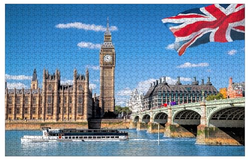 Big Ben und Houses of Parliament mit Boot in London UK Holzpuzzles für Erwachsene, 1000 Teile, 76,2 x 50,8 cm Big Ben und Houses of Parliament mit Boot in London UK Holzpuzzles für Erwachsene, 1000 Teile, 76,2 x 50,8 cm von Muyankissu