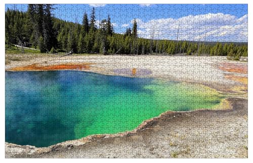 Yellowstone National Park Wyoming Holzpuzzles für Erwachsene, 1000 Teile, grünes Wasser, unterscheidet Puzzle, 76,2 x 50,8 cm von Muyankissu