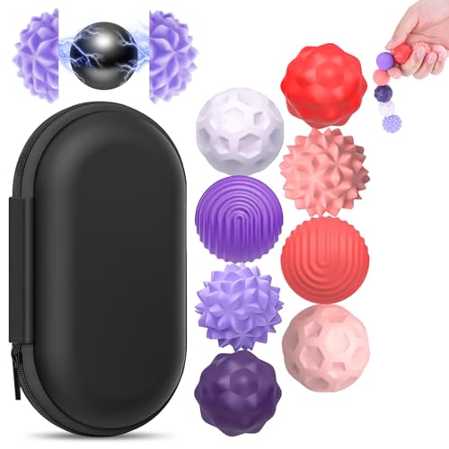 8 Stück Fidget Toys Magnetische, Anti-Stress Spielzeug mit Silikonhülle, Magnetische Sensorik Spielzeug, Magnetkugeln Stressball, Anti Stress Ball für Erwachsene und Kinder (Rosa-Lila) von Muyohix