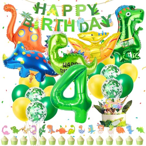 Muyohix Dino Geburtstag Deko 4 Jahre, 39 Stück Dino Deko Kindergeburtstag, XXL Dinosaurier Geburtstagsdeko Jungen 4 Jahre, Luftballons Grün Gelb für Dinosaurier Dschungel Party Kindergeburtstag Muyohix Dino Geburtstag Deko 4 Jahre, 39 Stück Dino Deko Kindergeburtstag, XXL Dinosaurier Geburtstagsdeko Jungen 4 Jahre, Luftballons Grün Gelb für Dinosaurier Dschungel Party Kindergeburtstag von Muyohix