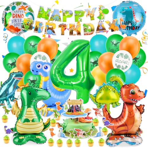 Muyohix Dino Geburtstag Deko 4 Jahre, 42 Stück Dinosaurier Deko Kindergeburtstag mit XXL Dino Party Folienballon, Happy Birthday Banner Luftballon für Dinosaurier Dschungel Party Geburtstagsdeko Junge Muyohix Dino Geburtstag Deko 4 Jahre, 42 Stück Dinosaurier Deko Kindergeburtstag mit XXL Dino Party Folienballon, Happy Birthday Banner Luftballon für Dinosaurier Dschungel Party Geburtstagsdeko Junge von Muyohix