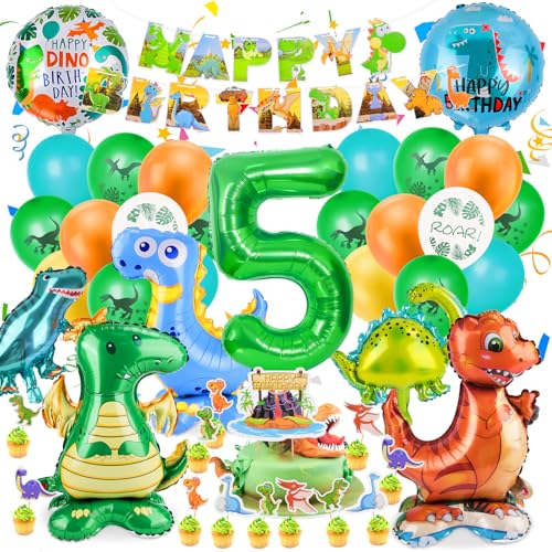 Muyohix Dino Geburtstag Deko 5 Jahre, 42 Stück Dinosaurier Deko Kindergeburtstag mit XXL Dino Party Folienballon, Happy Birthday Banner Luftballon für Dinosaurier Dschungel Party Geburtstagsdeko Junge Muyohix Dino Geburtstag Deko 5 Jahre, 42 Stück Dinosaurier Deko Kindergeburtstag mit XXL Dino Party Folienballon, Happy Birthday Banner Luftballon für Dinosaurier Dschungel Party Geburtstagsdeko Junge von Muyohix