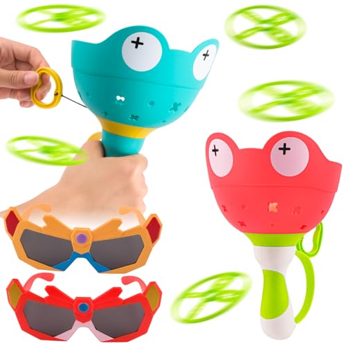 Muyohix Outdoor Spiele für Kinder Ab 3-10 Jahre, 2 Packs Fliegende Untertasse Launcher Mit Sonnenbrille, Gartenspielzeug für Kinder ab 4-8 Jahre, Propeller Spielzeug Geschenke für Garten Muyohix Outdoor Spiele für Kinder Ab 3-10 Jahre, 2 Packs Fliegende Untertasse Launcher Mit Sonnenbrille, Gartenspielzeug für Kinder ab 4-8 Jahre, Propeller Spielzeug Geschenke für Garten von Muyohix