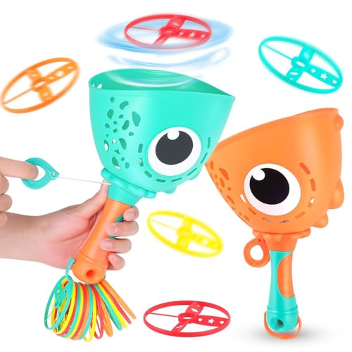 Muyohix Outdoor Spielzeug Kinder Ab 3-10 Jahre, 2 Packs Double Pull String Dinosaurier Propeller Spielzeug, 24 Discs Fliegende Untertasse Launcher Spiel-Zeug, Gartenspielzeug für Kinder ab 4-8 Jahre Muyohix Outdoor Spielzeug Kinder Ab 3-10 Jahre, 2 Packs Double Pull String Dinosaurier Propeller Spielzeug, 24 Discs Fliegende Untertasse Launcher Spiel-Zeug, Gartenspielzeug für Kinder ab 4-8 Jahre von Muyohix