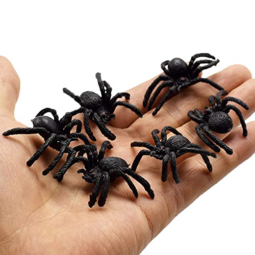 Muzboo Realistische Kunststoff-Spinnen-Spielzeug, Halloween-Streich-Requisiten, kleine Größe, lustige Halloween-Dekoration, 30 Stück von Muzboo