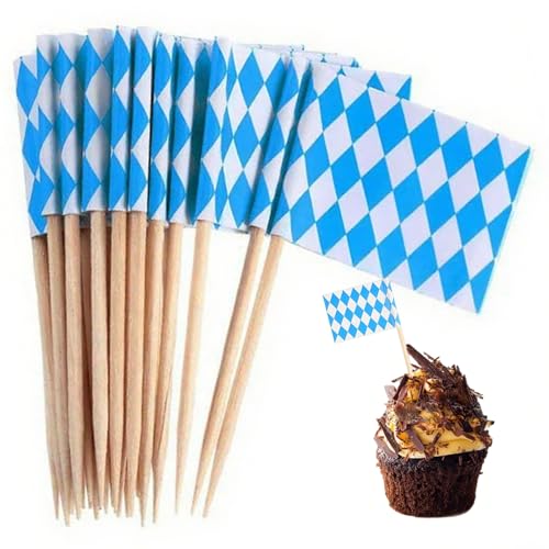 Bier Cupcake Topper, Oktoberfest Zahnstocher Flaggen 100pcs Flags Bier Party Oktoberfest Cupcake Picks für Grills Snack Würste Kuchendekoration. von Muzrunq