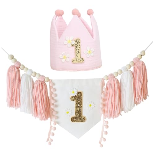 Hochtaster Banner 1. Geburtstagsmädchen, Daisy erster Geburtstag Banner Set mit handgefertigtem Cake Topper Crown Hut für Partydekorationen Hochtaster Banner 1. Geburtstagsmädchen, Daisy erster Geburtstag Banner Set mit handgefertigtem Cake Topper Crown Hut für Partydekorationen von Muzrunq