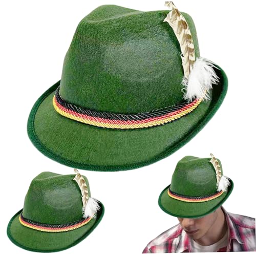 Muzrunq Festivalhut, Oktoberfest Herren Fedora Hüte mit Federn, 2PCS -Klassiker Retro -Kappen für Halloween -Kleider, Bierfestival -Rollenspiel, Dark Green Muzrunq Festivalhut, Oktoberfest Herren Fedora Hüte mit Federn, 2PCS -Klassiker Retro -Kappen für Halloween -Kleider, Bierfestival -Rollenspiel, Dark Green von Muzrunq
