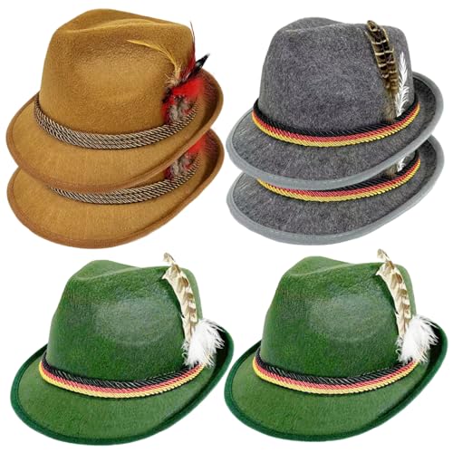 Muzrunq Festivalhut, Oktoberfest Herren Fedora Hüte mit Federn, 2pcs Classic Retro Caps für Halloween Dress Up, Bierfestival -Rollenspiel, Khaki Muzrunq Festivalhut, Oktoberfest Herren Fedora Hüte mit Federn, 2pcs Classic Retro Caps für Halloween Dress Up, Bierfestival -Rollenspiel, Khaki von Muzrunq