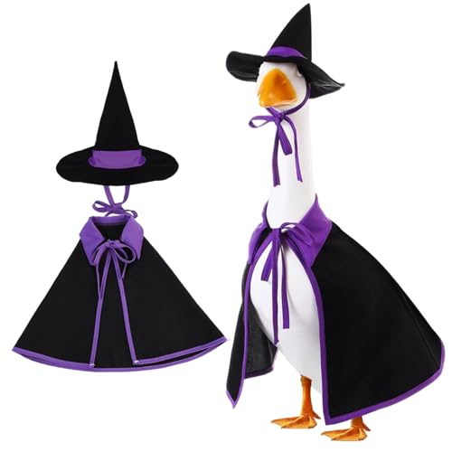 Muzrunq Halloween Gans Outfit für 23 '' Zement Plastik Rasen Halloween Gänse Kleidung CAPES mit Hexenhut für Garten Rasenkunstdekoration von Muzrunq