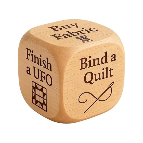 Quiltaufgabenwürfel, graviert, 2 x 2 x 2 cm, Nähansagen-Werkzeug, kreativer Entscheidungsmacher, Massivholz, für Party, Damen, Herren, Bastler, Familientreffen, Schule, Geburtstag, Strumpffüller von Mwkbbn