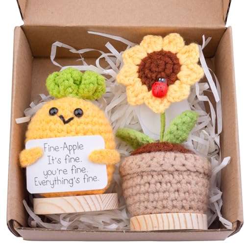 Mwmoeen 2 Stück Mini lustige Positive Kartoffel Geschenke, handgemachte emotionale Unterstützung gestrickte Kartoffeln mit Frontkarte und hölzerne Basis Sonnenblume Topf Schreibtisch Dekoration Mwmoeen 2 Stück Mini lustige Positive Kartoffel Geschenke, handgemachte emotionale Unterstützung gestrickte Kartoffeln mit Frontkarte und hölzerne Basis Sonnenblume Topf Schreibtisch Dekoration von Mwmoeen