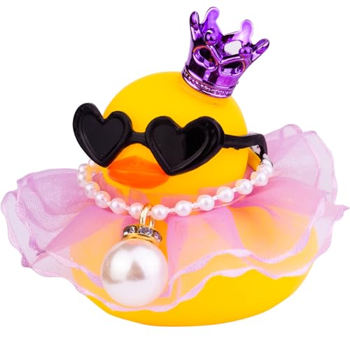 Mwmoeen Gummi Ente Auto Ornament, Einzigartige Ente Auto Armaturenbrett Dekoration mit Mini Krone Rock Gläser Nette Prop Mwmoeen Gummi Ente Auto Ornament, Einzigartige Ente Auto Armaturenbrett Dekoration mit Mini Krone Rock Gläser Nette Prop von Mwmoeen