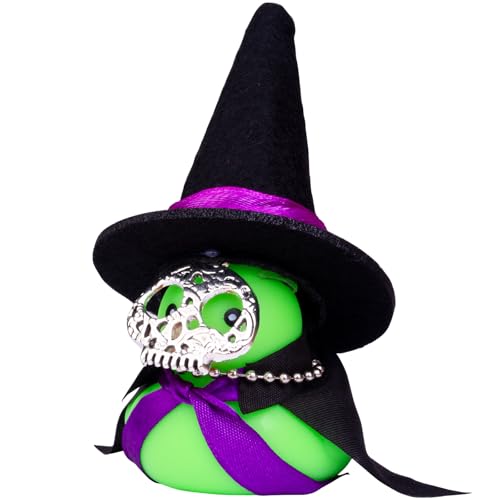 Mwmoeen Gummi Ente Auto Ornamente Halloween Ente Auto Armaturenbrett Dekorationen mit Mini Magic Hat, Mantel, Halskette, Sonnenbrille und Coole Requisite(Schwarz) von Mwmoeen