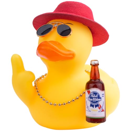 Mwmoeen Gummi Ente für Auto Ornament, einzigartige gelbe Ente Auto Armaturenbrett Dekorationen Zubehör mit Top Hat Sonnenbrille Halskette und niedlich Prop, 9cm Mwmoeen Gummi Ente für Auto Ornament, einzigartige gelbe Ente Auto Armaturenbrett Dekorationen Zubehör mit Top Hat Sonnenbrille Halskette und niedlich Prop, 9cm von Mwmoeen