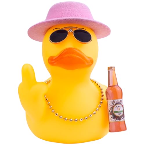 Mwmoeen Gummi Ente für Auto Ornament, einzigartige gelbe Ente Auto Armaturenbrett Dekorationen Zubehör mit Top Hat Sonnenbrille Halskette und niedlich Prop, 9cm Mwmoeen Gummi Ente für Auto Ornament, einzigartige gelbe Ente Auto Armaturenbrett Dekorationen Zubehör mit Top Hat Sonnenbrille Halskette und niedlich Prop, 9cm von Mwmoeen