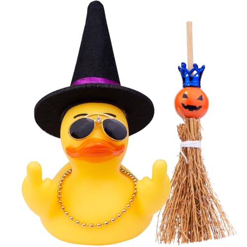 Mwmoeen Halloween Gummi Ente Auto Armaturenbrett Dekorationen Ostern Ente Auto Ornamente mit Hexen Hat Sonnenbrille Mini-Besen, Halloween Dekoration Geschenk Mwmoeen Halloween Gummi Ente Auto Armaturenbrett Dekorationen Ostern Ente Auto Ornamente mit Hexen Hat Sonnenbrille Mini-Besen, Halloween Dekoration Geschenk von Mwmoeen