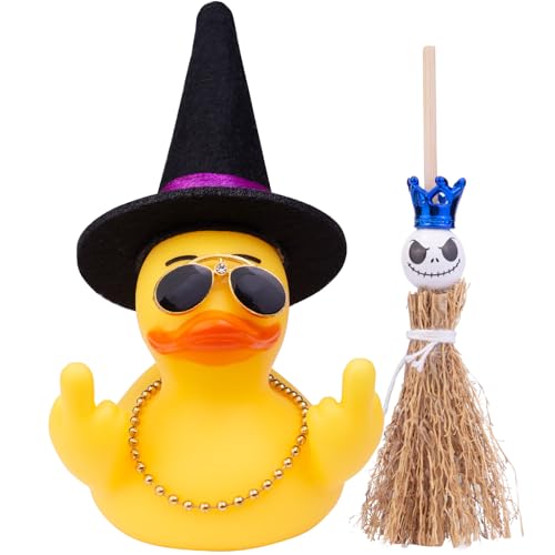 Mwmoeen Halloween Gummi Ente Auto Armaturenbrett Dekorationen Ostern Ente Auto Ornamente mit Hexen Hat Sonnenbrille Mini-Besen, Halloween Dekoration Geschenk Mwmoeen Halloween Gummi Ente Auto Armaturenbrett Dekorationen Ostern Ente Auto Ornamente mit Hexen Hat Sonnenbrille Mini-Besen, Halloween Dekoration Geschenk von Mwmoeen