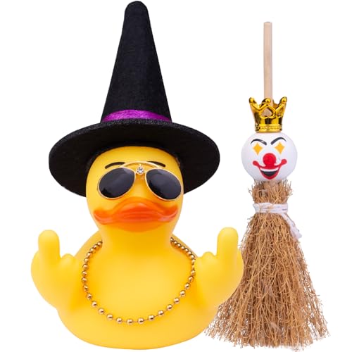 Mwmoeen Halloween Gummi Ente Auto Armaturenbrett Dekorationen Ostern Ente Auto Ornamente mit Hexen Hat Sonnenbrille Mini-Besen, Halloween Dekoration Geschenk Mwmoeen Halloween Gummi Ente Auto Armaturenbrett Dekorationen Ostern Ente Auto Ornamente mit Hexen Hat Sonnenbrille Mini-Besen, Halloween Dekoration Geschenk von Mwmoeen