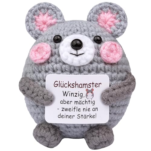 Mwmoeen Lustige Positive Hamster Geschenke, Hand Gestrickt Hamster, Kreative Positive Hamster Geschenke Beste Freundin Geschenke für Freundin Kleine Geschenke für Frauen von Mwmoeen